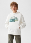 Mango Sudadera algodón estampada - Blanco roto