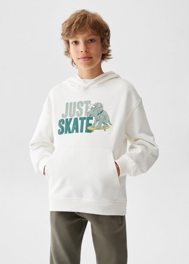 Mango Sudadera algodón estampada - Blanco roto