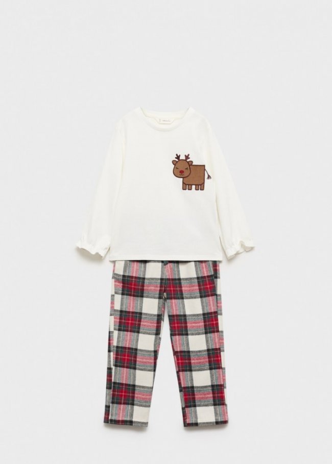 Mango Pijama largo navideño - Blanco roto