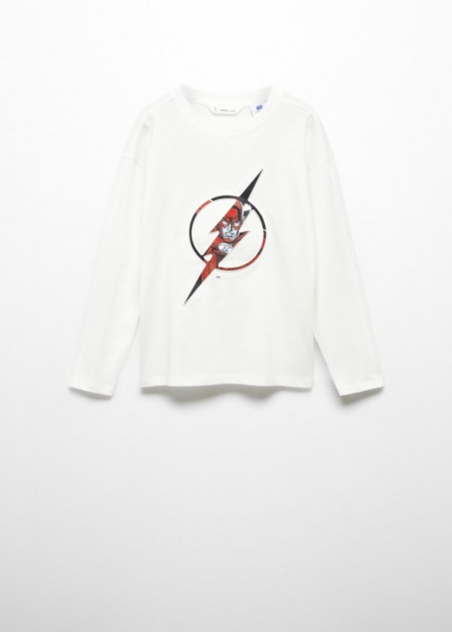 Mango Camiseta algodón superhéroe - Blanco roto