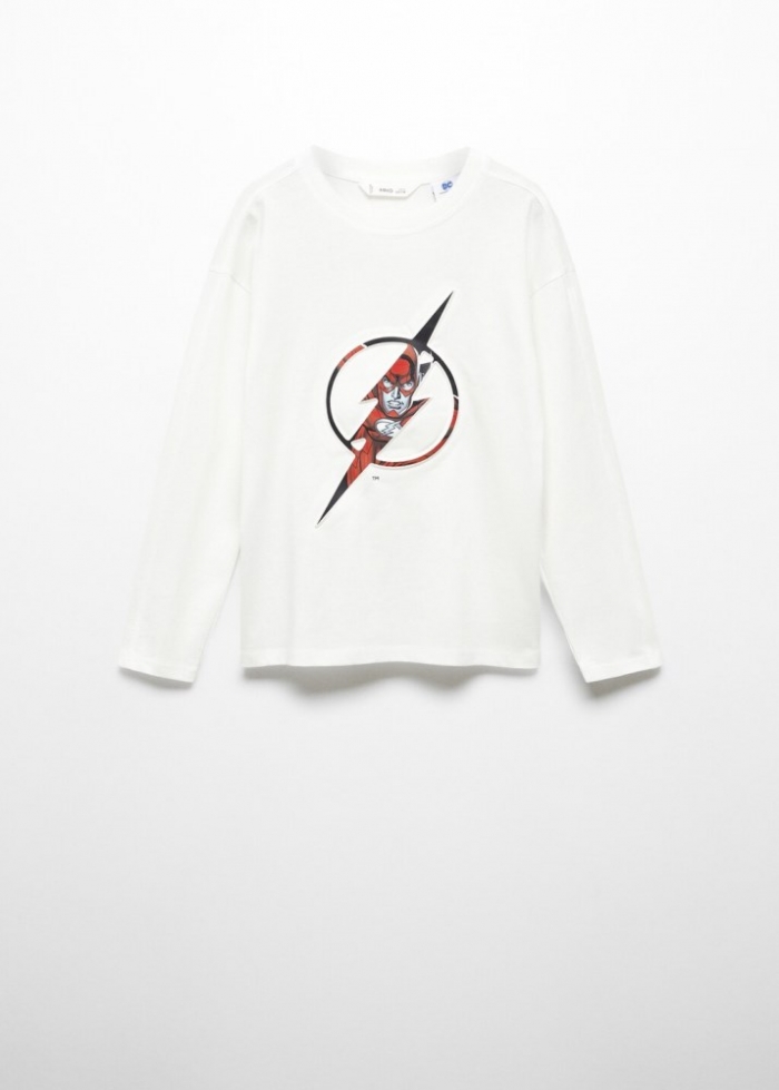 Mango Camiseta algodón superhéroe - Blanco roto