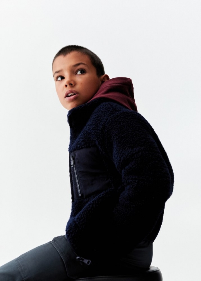 Mango Chaqueta borreguito - Azul marino oscuro