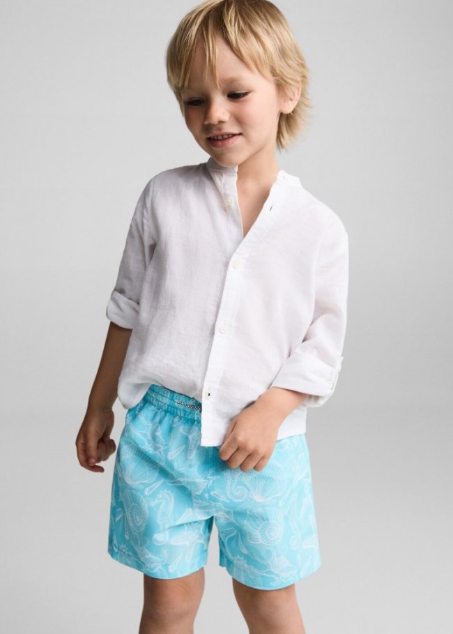 Mango Bañador estampado - Azul celeste