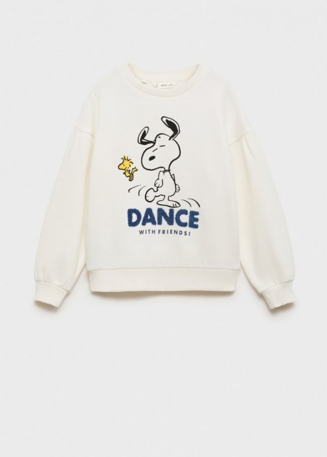 Mango Sudadera Snoopy textura - Blanco roto