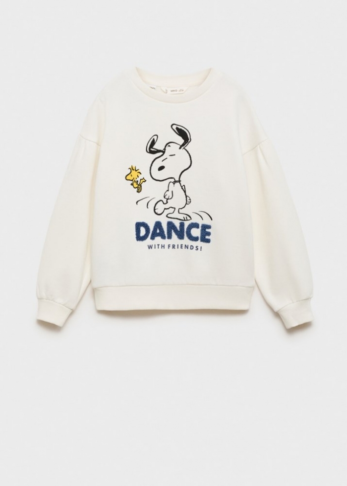 Mango Sudadera Snoopy textura - Blanco roto