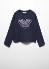 Mango Camiseta manga larga estampada - Azul marino oscuro