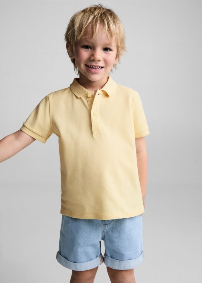 Mango Polo algodón textura - Amarillo