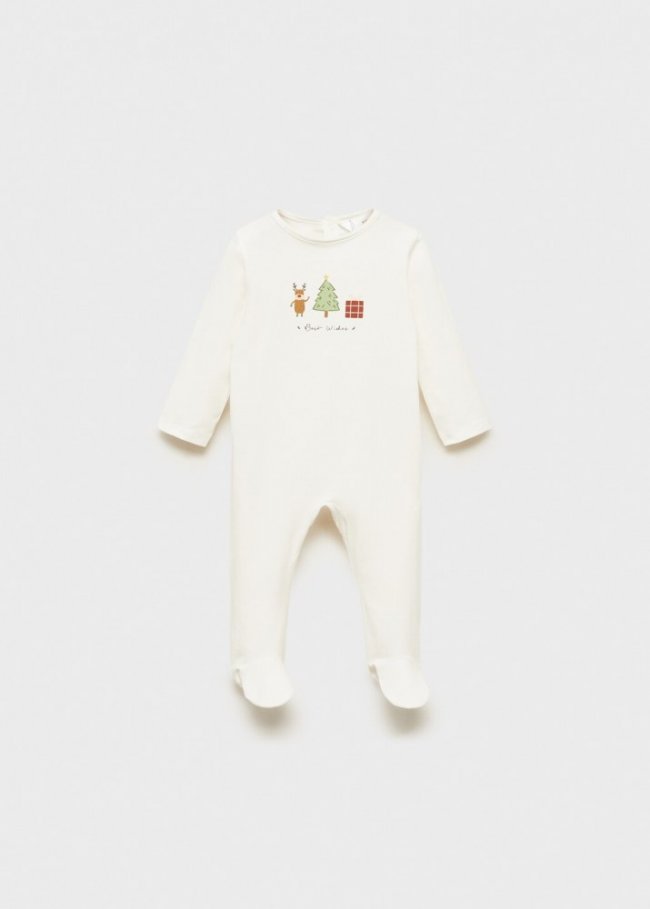 Mango Pijama body navideño - Blanco roto