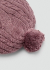 Mango Gorro punto trenzado pompón - Burdeos