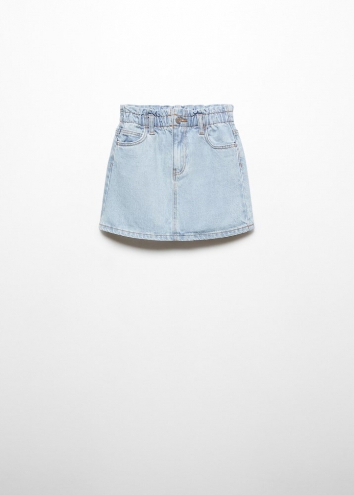 Mango Falda denim paperbag - Azul claro