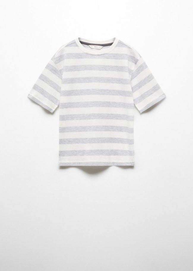 Mango Camiseta rayas estampada - Gris medio vigoré