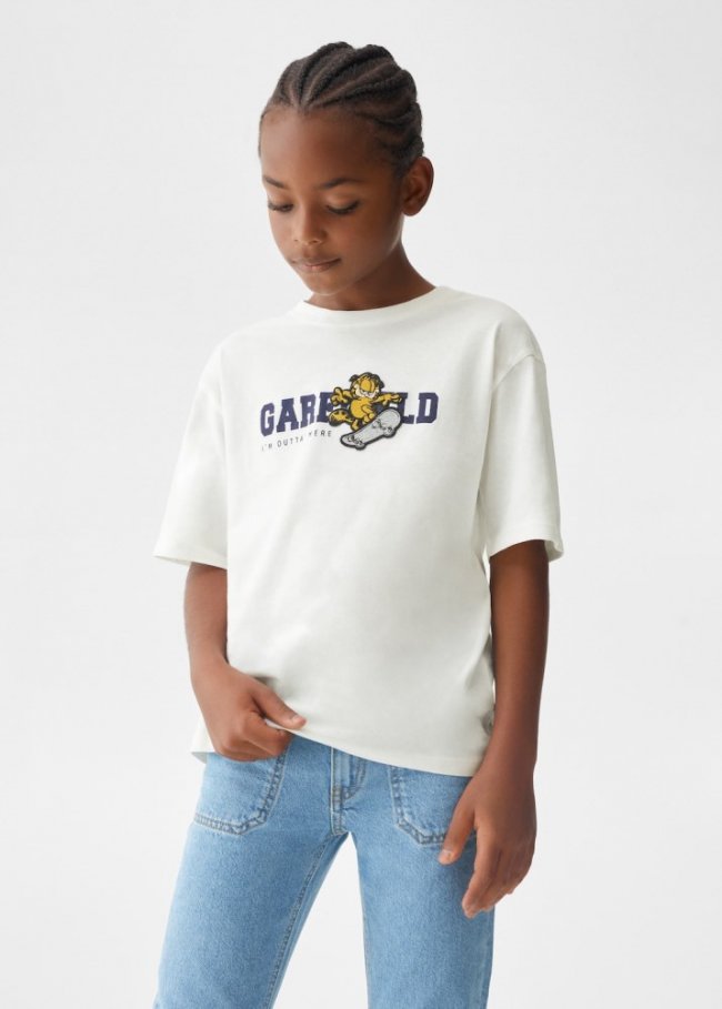 Mango Camiseta algodón Garfield - Blanco roto