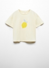 Mango Camiseta estampada algodón - Amarillo