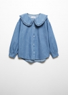Mango Blusa denim cuello babydoll - Azul medio