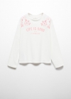 Mango Camiseta manga larga mensaje - Blanco roto