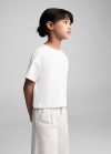 Mango Camiseta algodón bolsillo - Blanco roto