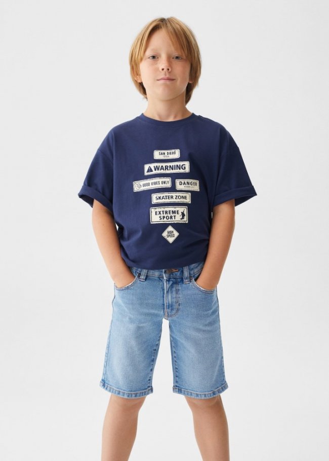Mango Bermudas denim algodón - Azul medio