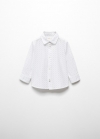 Mango Camisa Oxford estampada - Blanco