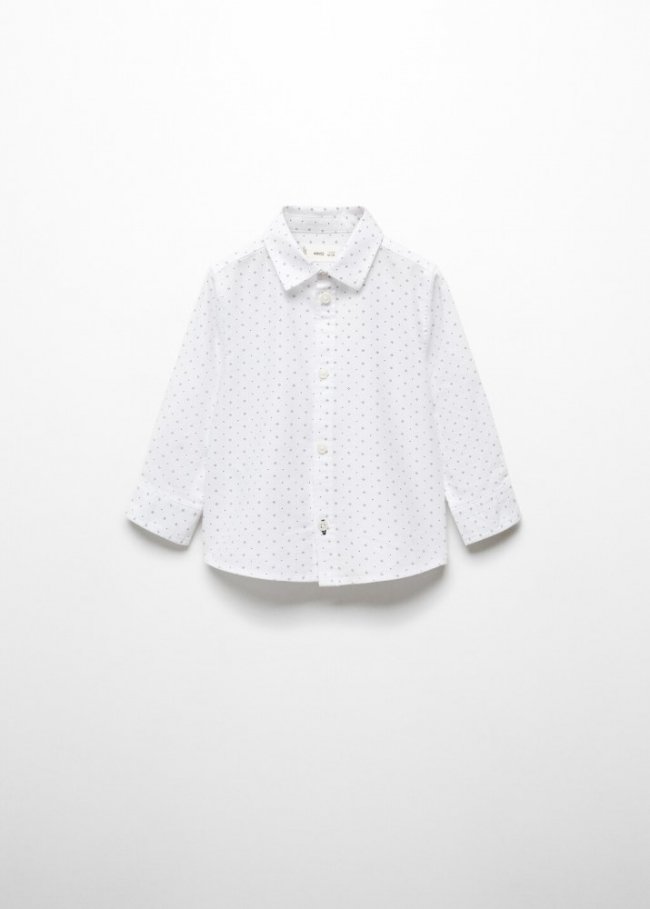 Mango Camisa Oxford estampada - Blanco