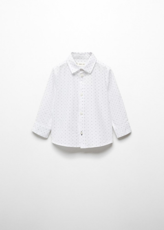 Mango Camisa Oxford estampada - Blanco
