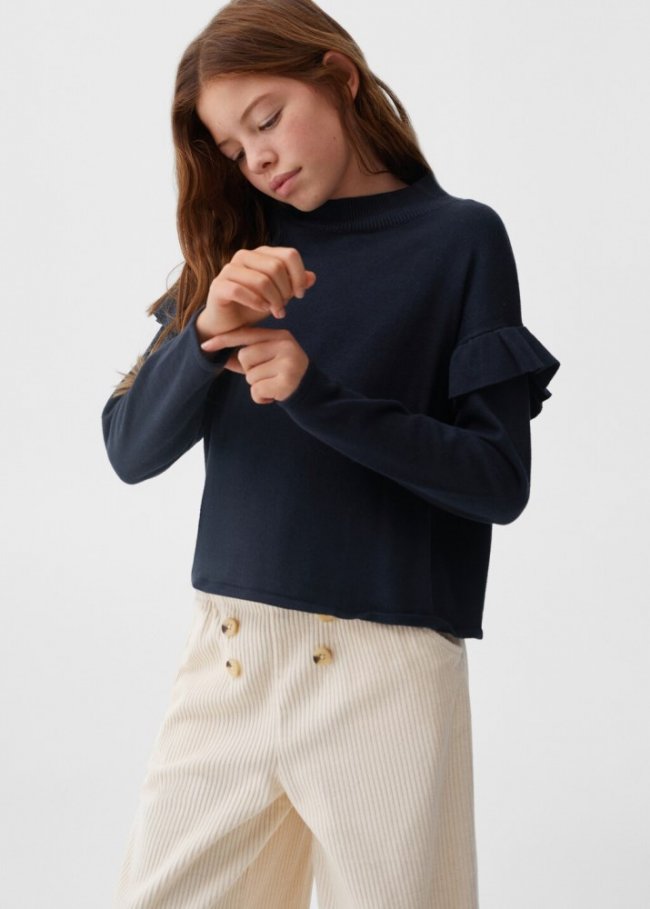 Mango Jersey detalle volantes - Azul marino oscuro