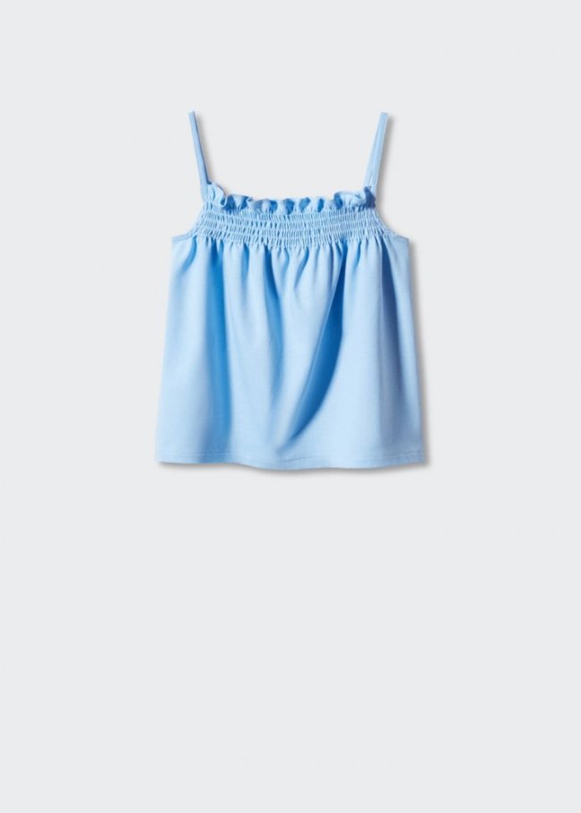 Mango Camiseta algodón tirantes - Azul