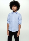 Mango Camisa vestir regular fit rayas - Azul celeste