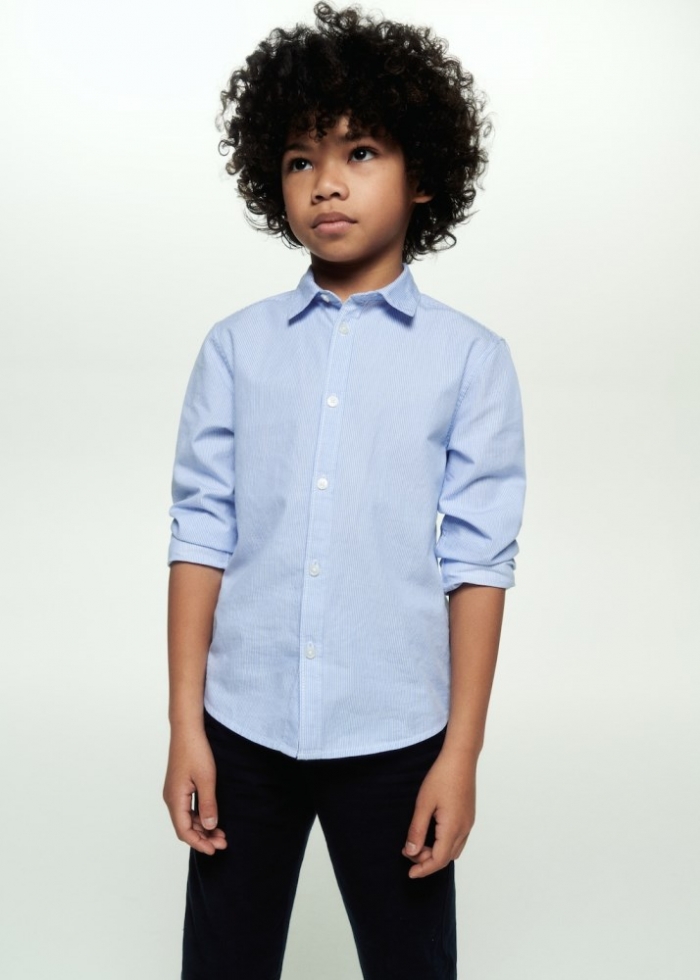 Mango Camisa vestir regular fit rayas - Azul celeste
