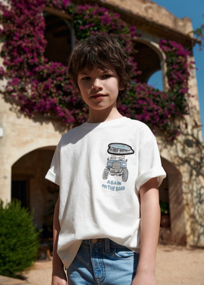 Mango Camiseta mensaje estampado - Blanco roto