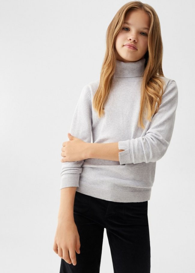 Mango Jersey cuello alto - Gris claro vigoré