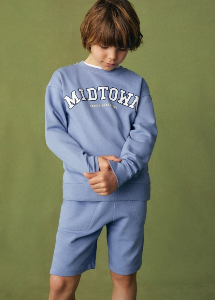 Mango Sudadera algodón estampada - Azul