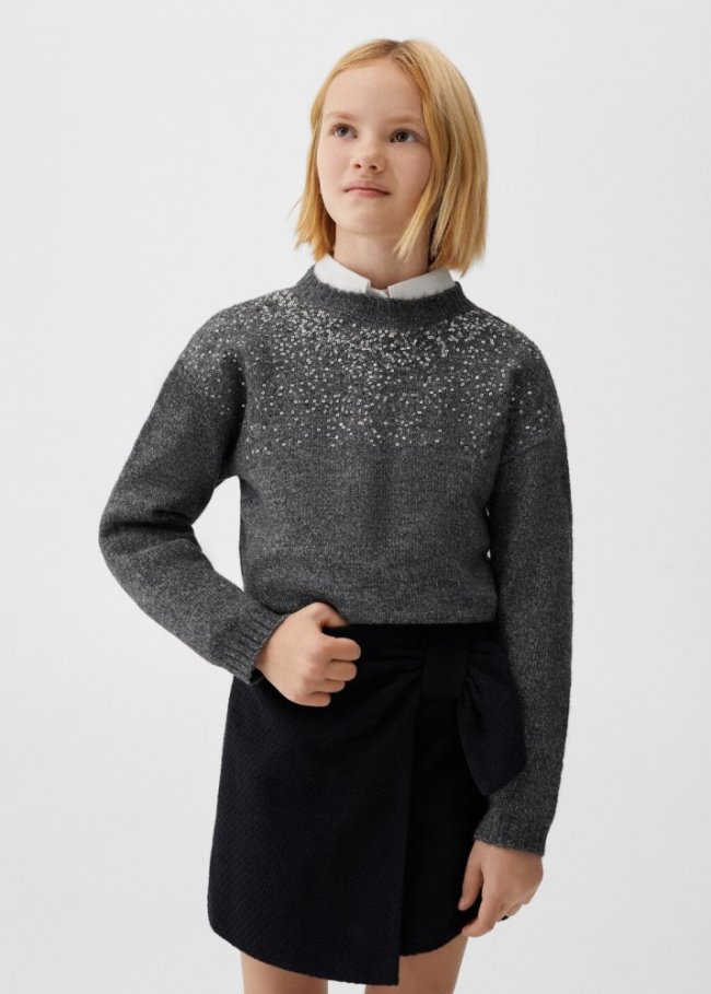 Mango Jersey punto lentejuelas - Gris antracita