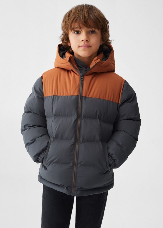Mango Anorak acolchado capucha - Gris antracita