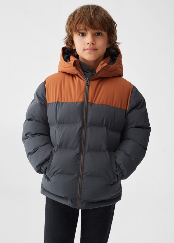 Mango Anorak acolchado capucha - Gris antracita