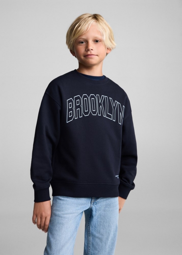 Mango Sudadera algodón estampada - Azul marino oscuro