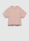 Mango Camiseta estampada algodón - Rosa