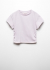 Mango Camiseta algodón detalle fruncido - Morado claro/pastel