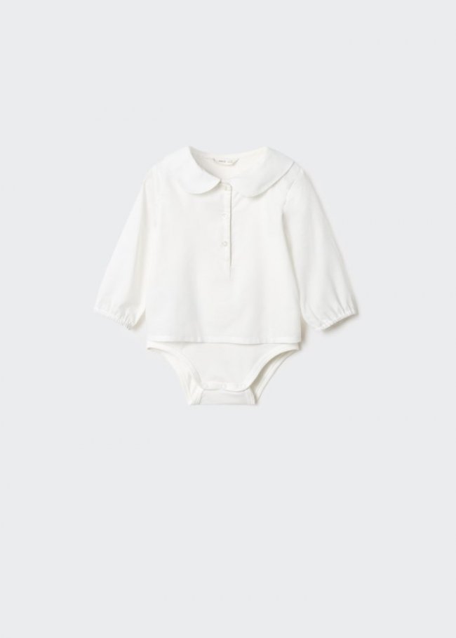 Mango Body blusa algodón - Blanco roto