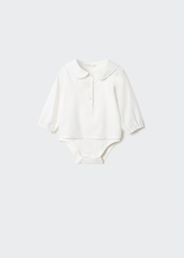 Mango Body blusa algodón - Blanco roto