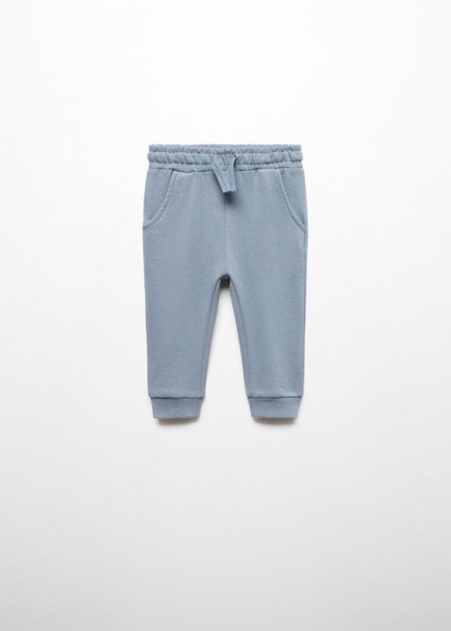 Mango Pantalón jogger algodón - Azul