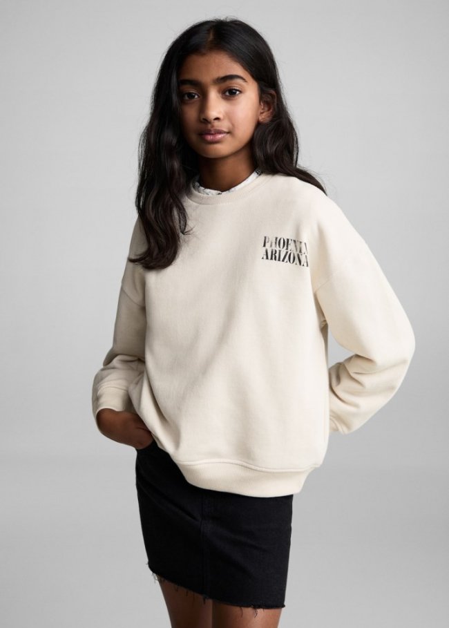 Mango Sudadera algodón estampada - Gris claro/pastel