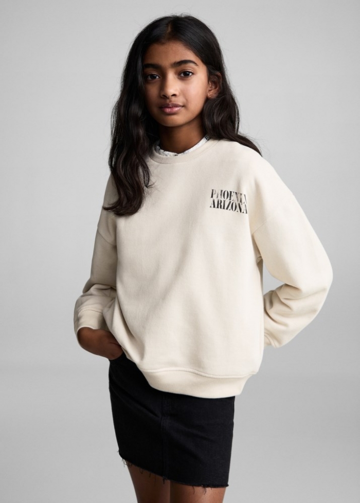 Mango Sudadera algodón estampada - Gris claro/pastel