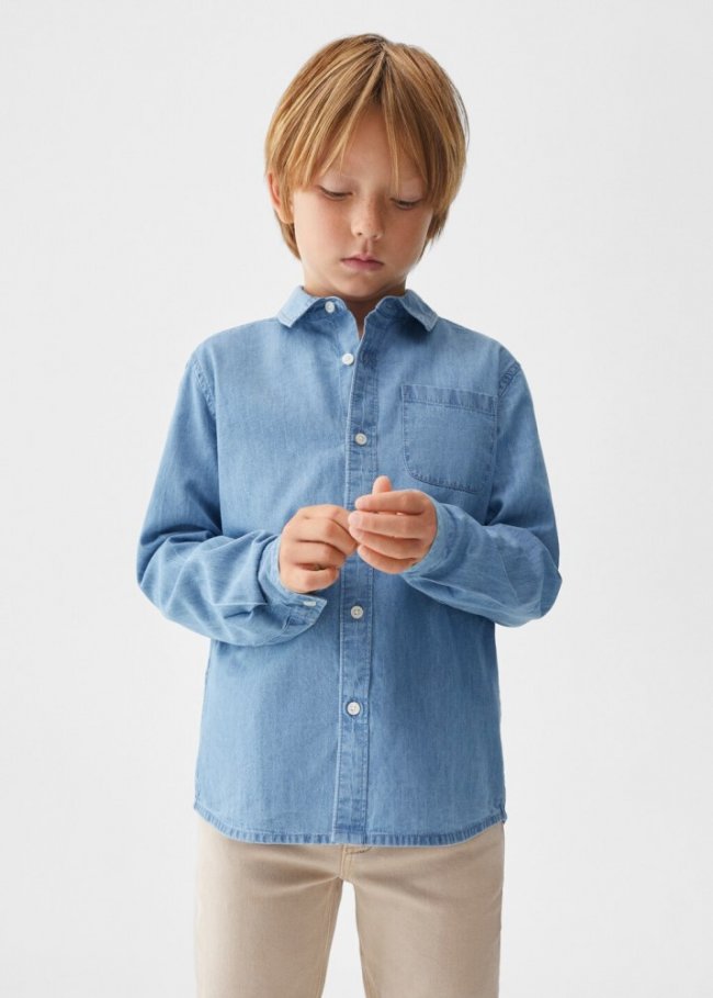 Mango Camisa regular fit denim - Azul medio