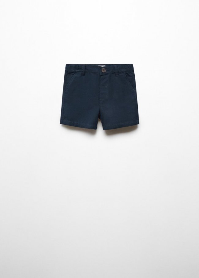 Mango Bermudas lino - Azul marino oscuro
