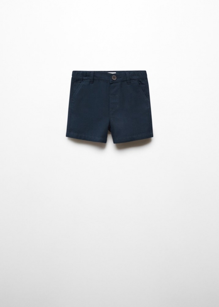 Mango Bermudas lino - Azul marino oscuro