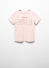 Mango Camiseta mensaje estampado - Rosa