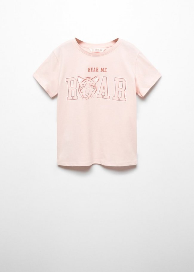 Mango Camiseta mensaje estampado - Rosa