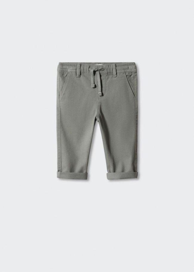 Mango Pantalón recto cintura elástica - Gris