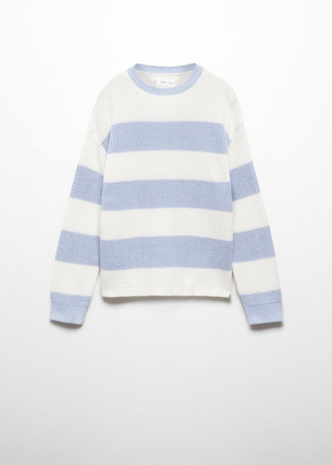 Mango Jersey punto rayas - Azul celeste