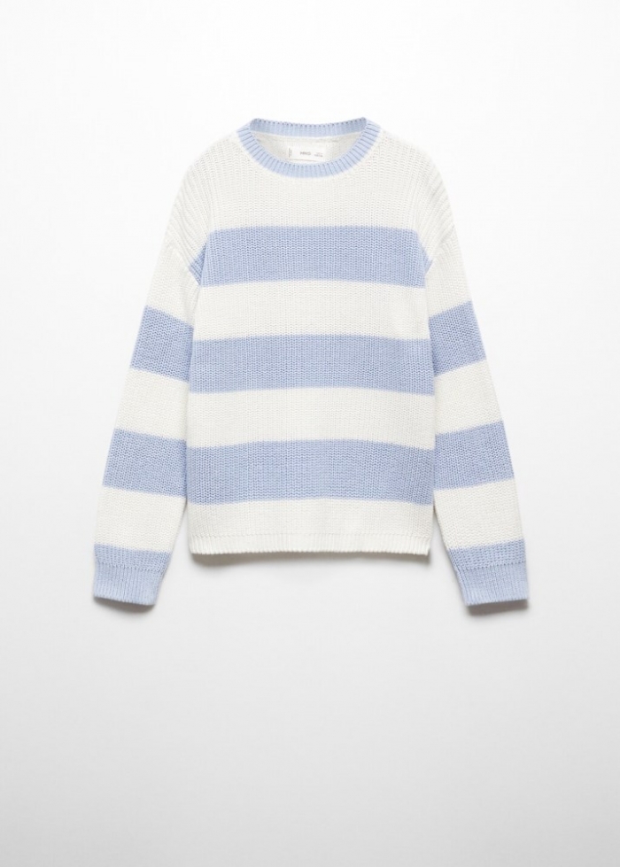 Mango Jersey punto rayas - Azul celeste